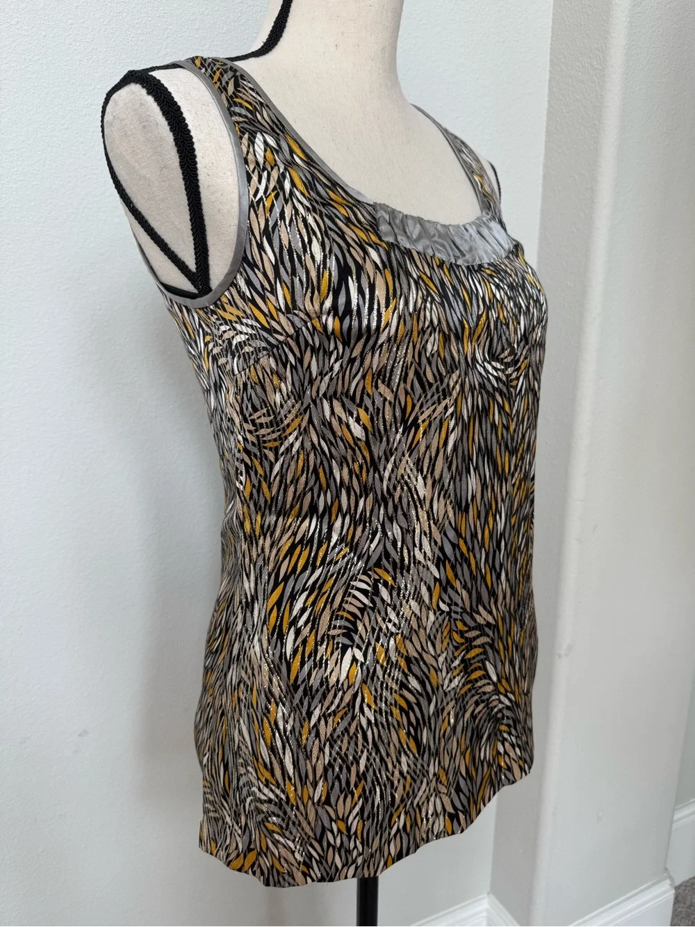 Tory Burch Shimmering Silk Blend Sleeveless Blouse